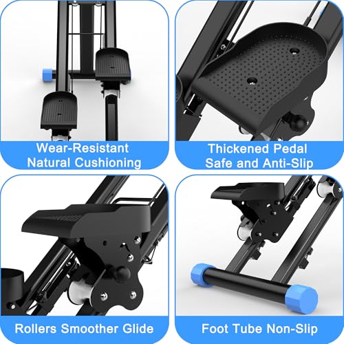 Stair Stepper for Home Gym Exercise, Vertical Climber Exercise Machine for Full Body Workout, Compact Folding Cardio Exercise Climber with Adjustable Handlebar (Blue)