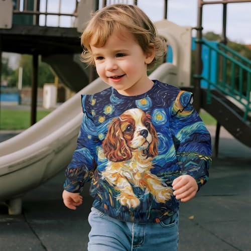 Xpyiqun Ruffle Sweatshirts Size 1-8 Years Lightweight Crewneck Pullover Tops for Girls Kids Long Sleeve T-Shirts4