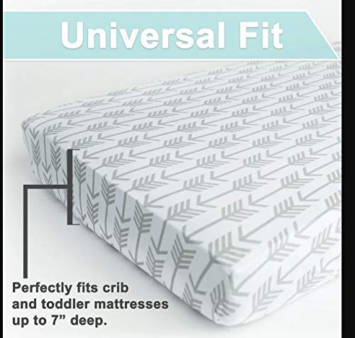 Image of Cottington Lane Crib Fitted Cradle Sheet - Bedsheet for Cribs /Cots One Qty 100% Cotton - 52 inch x 28 inch x 6 inch Arrow