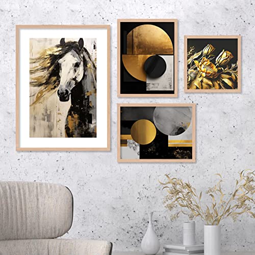 Image of kotart Aesthetic Modern Wall Decor Paintings with Frame for Home Decoration - Painting for Living Room Bedroom - Painting for Wall Decoration (14 x 18 inch) Set of 4 (Classic Wall Painting, 14)