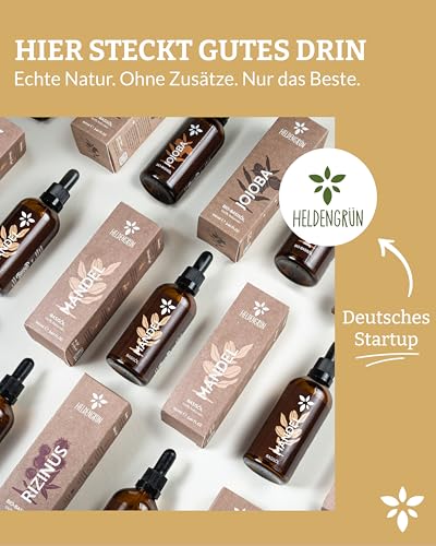 Heldengrün® Arganöl aus Marokko [100% NATURREIN] Dermatologisch getestet - Arganoel Haare für Glanz & Pflege - kaltgepresst & naturrein - Arganöl für Gesicht & Haut - 100 ml