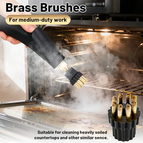 Image of 9PCS M8 Steam Cleaner Brush Head Steamer Replacement Attachments for Hard Surface, Brush Head Bulk Steam Cleaner Accessories Mop Parts Cleaning Brush Head, M8 Threaded Screw-on Brush