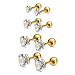 Charisma Stainless Steel Stud Earrings Cartilage Earrings Mother's Day Gift For Women Cubic Zirconia Tragus Screw Back Earrings Helix Gold Plated 3-4-5-6mm Mixed Size Steel 4 Pair Earring Set