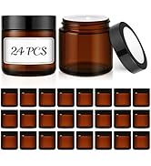4 oz Amber Glass Jars with Lids, Bumobum 24 Pack Small Glass Cosmetic Jars with Inner Liners, 120...