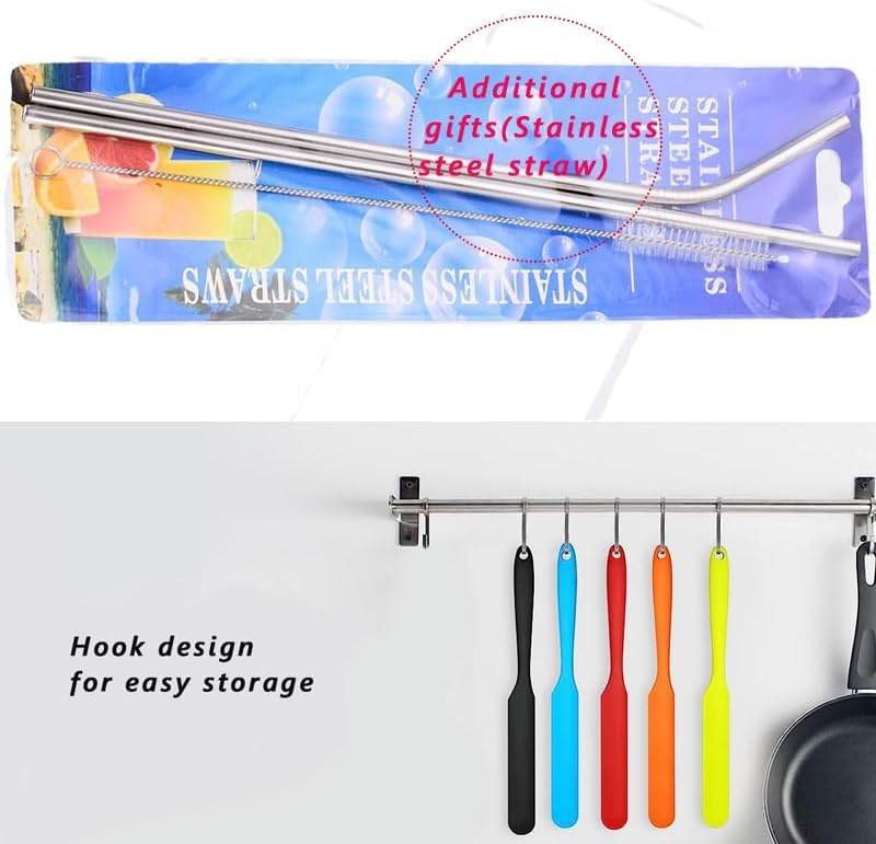 Miniatura 7 de Juego de 6 espátulas de silicona para tarros, juego de espátulas de crema para pasteles, antiadherentes, resistentes al calor, espátulas de