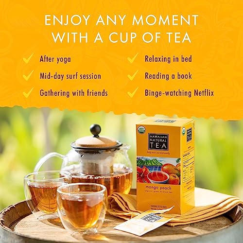 Hawaiian Natural Tea Tropical Flavors Of Hawaii Tea Bags, Mango Peach, Pack Of 1-20 Tea Bags #TOP6