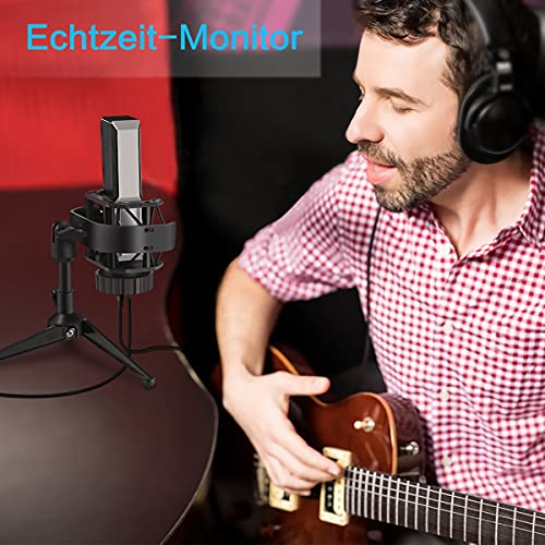 zealsound USB Mikrofon, für Computer Telefon, PC Type-c 3.5 mm Mikrofon mit Stahl-Stoßdämpferhalterung zum Streamen… – Bild 6