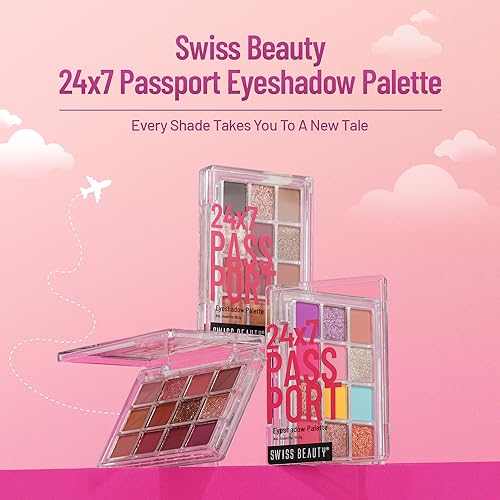 Swiss Beauty 24/7 Passport Eyeshadow Palette with 12 matte, glittery and shimmery shades | With easy to blend in and highly pigmented shades Eye makeup Palette | Shade- Late... - Image 2
