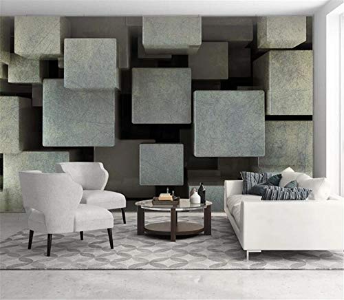 Papier peint mural 3D salon pour masquer un mur terne - 2