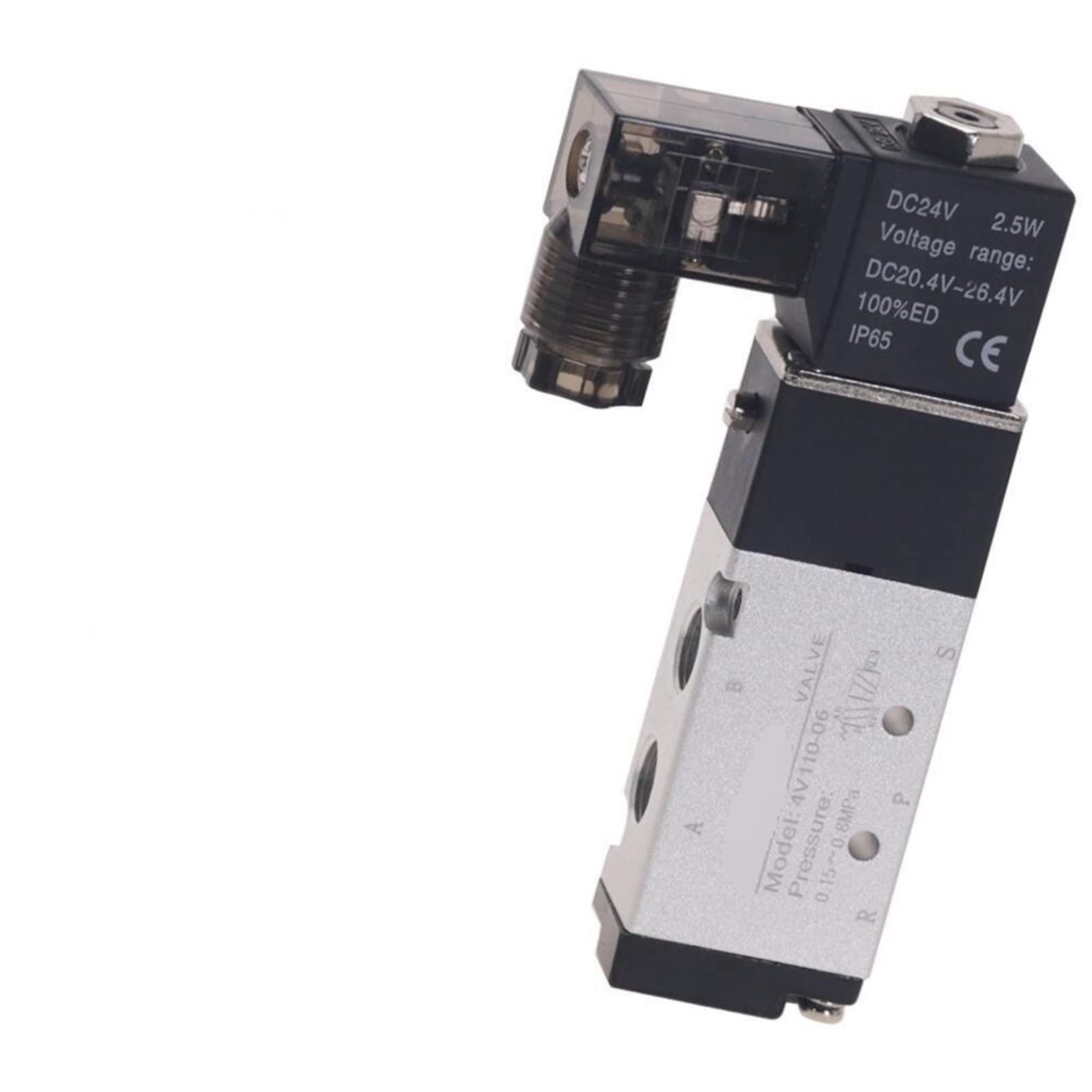 Zawór pneumatyczny Solenoid 4V110-06 5-drożny port 2-pozycyjny sprężarka powietrza 12 V, 24 V, 110 V, 220 V, 1 szt. (gwint 6 mm, AC220V)