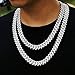 HH BLING EMPIRE Silver Gold Cuban Link Chain for Men Women, Iced Out Mens Diamond Chain Necklace-14mm Miami Cuban Link Chains Hip Hop Jewelry (D-Silver-20)