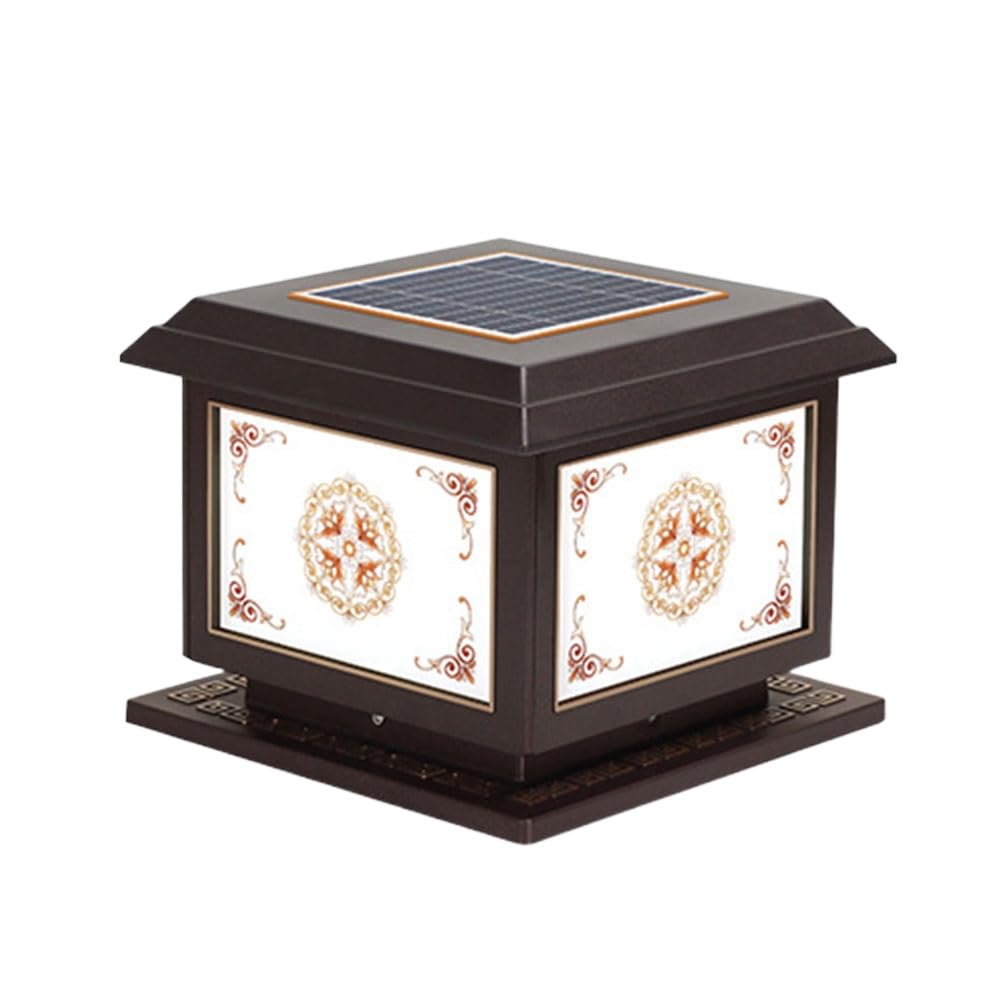 Aluminum Solar LED Pillar Light Courtyard Lamp Fixtures Acrylic Garden Pillar Head Light IP54 Waterproof Lamp Retro Style
