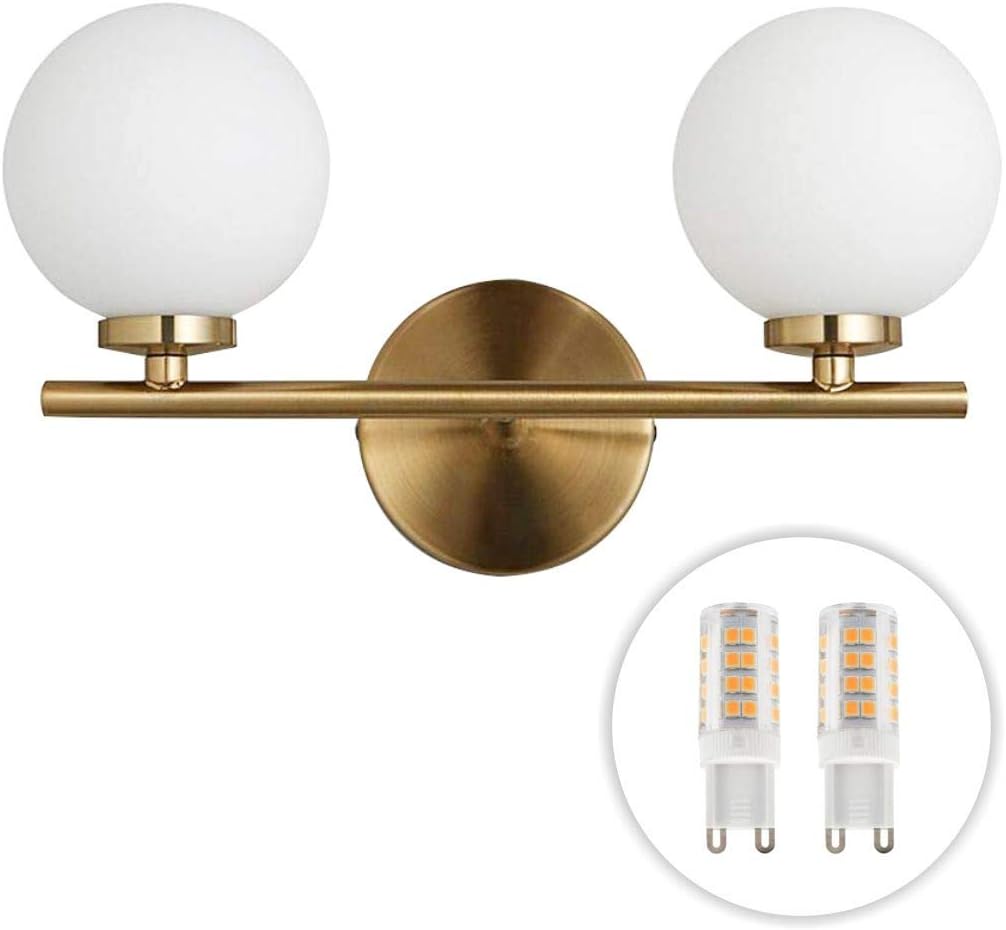 Bokt Mid Century Wall Sconce Golden Wall Lamp With Glass Globe Shade