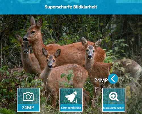 GardePro E5 2.0 4K Wildkamera, 64GB SD-Karte, 64MP Wildtierkamera mit 0,1s Auslöser, 30m no-Glow...