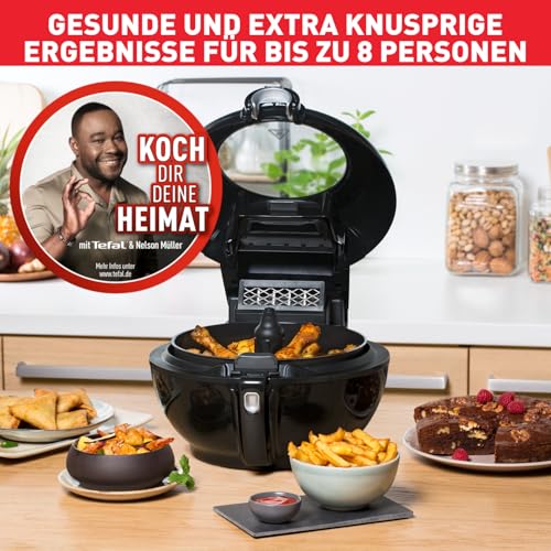 Foto von Tefal ActiFry Genius XL 2in1 Heißluftfritteuse mit Rührarm, Testsieger, 1,7 kg für 8 Personen, 9 automatische Menüs, 2 Speisen gleichzeitig, gesunde Friteuse ohne Öl, schwarz, YV9708