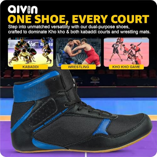 Image of AIVIN Men's Kabaddi, Kho Kho, Wrestling Shoes | Blue Athletic Sports Shoes