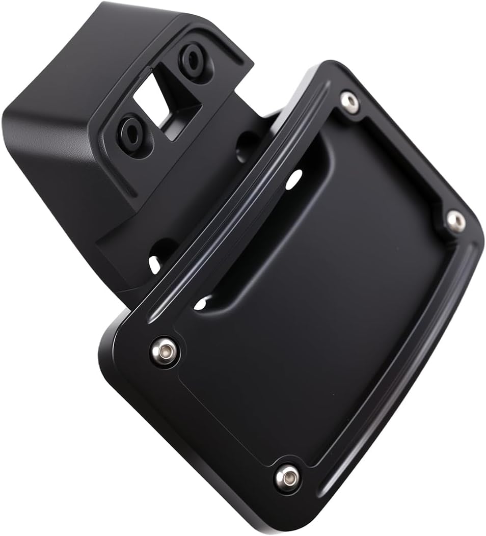 Motorcycle Curved Laydown License Plate Mount Bracket Compatible for Harley Touring Road Glide 2024 2025 FLHX FLTRX (Black)