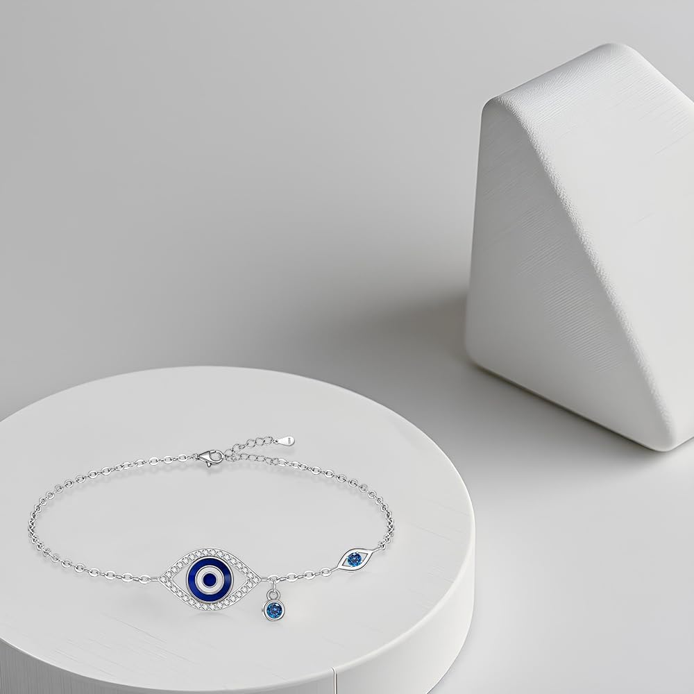 Anklets for Women Evil Eye Anklets for Women Sterling Silver 925 Mothers Day Jewelry Waterproof Adjustable Nice Evil Eye Gift Protection - Image 8