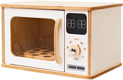 Horno de microondas de madera para niños, muebles Montessori para niños pequeños, juguete de microondas, madera para niños, sala de juegos de madera