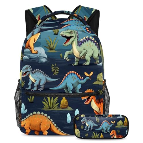 Sac à dos dinosaure 37 grand volume ensemble cartable et trousse pour élève primaire