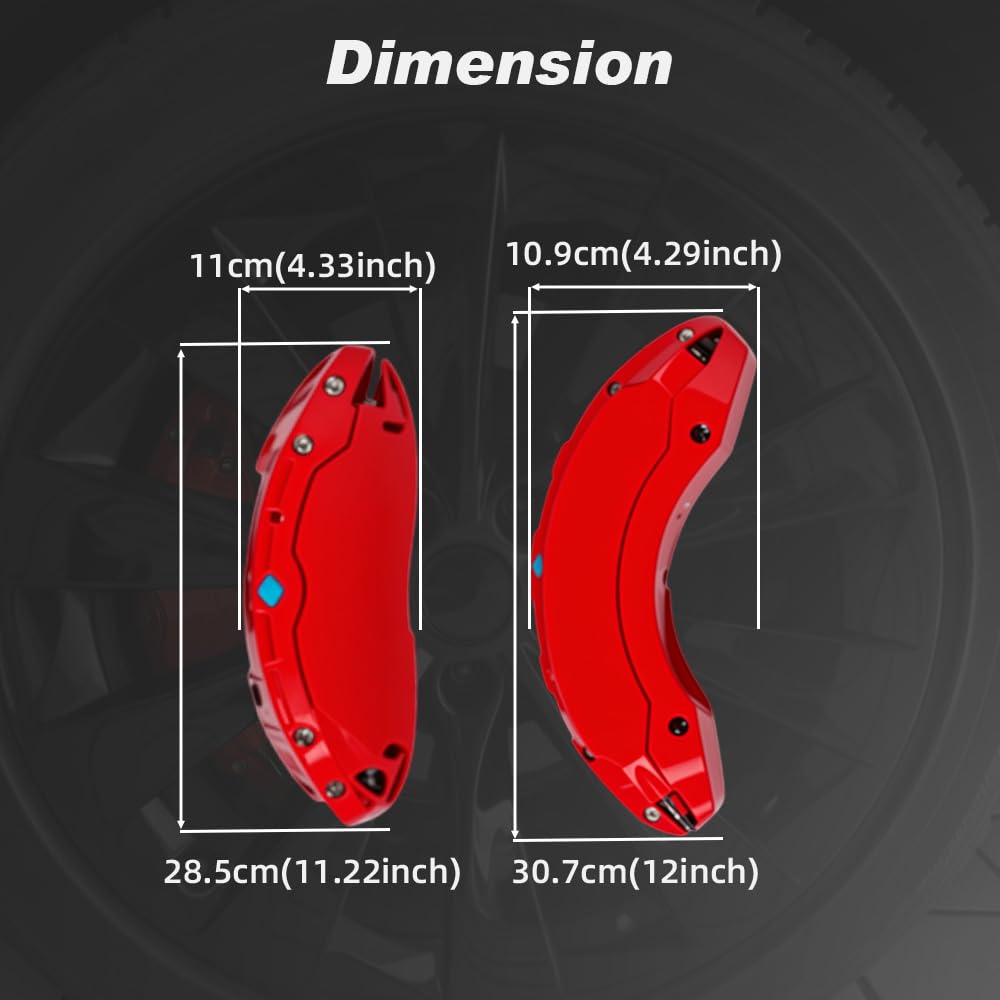 Juego de 4 cubiertas de pinza de freno delantera y trasera, fundas de pinza de freno, fundas de calibrador, compatibles con Tesla Model X S 2017-2021