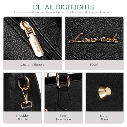 Image of LOVEVOOK Purses and Handbags for Women, Tote Shoulder Bag Satchel Black Purse and PU Leather Top Handle for ladies