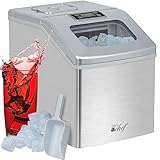 Deco Chef 40LB/24H Countertop Ice Maker, 24 Ice Cubes Every 15 Minutes, Adjustable Size, LCD Indicator, Stainless Steel