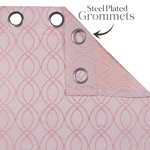 Image of Yellow Weaves 1 Pc Jacquard Oval Eyelet Window Curtain - Perfect for Home, Office, Bedroom, Living Room & Balcony - 5 Feet (Dusty Pink)