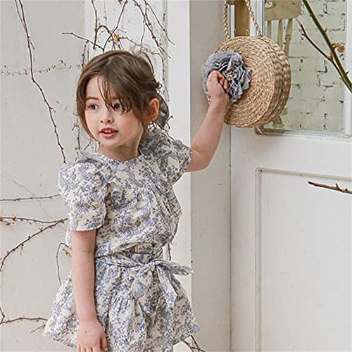 Toddler Girls Shirts Floral Print Short Sleeve Blouses Summer Crew Neck Tees for Kids Child (Purple, 2-3 Years)2