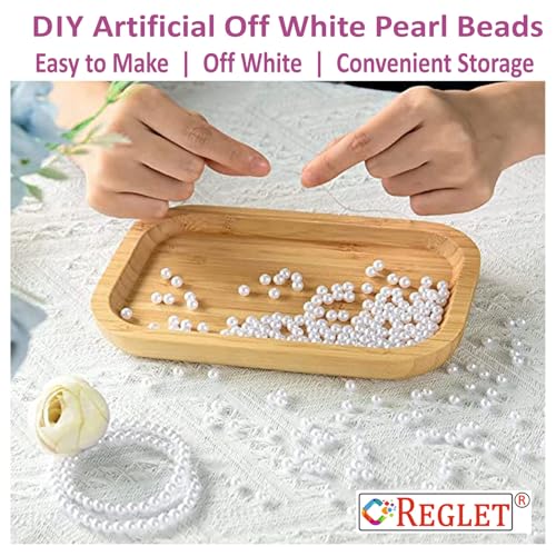 Image of 1600 Pcs Off White Beads for Bracelet Making Kit - 6 mm - Beads for Jewellery Making Kit - Pearls for Craft - 200g