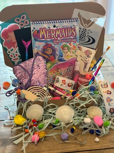 Mermaid Magic Arts & Crafts Kit For Kids | Arts and Crafts, Rainbows, Stickers, Coin Purse, Stencil, Sketch Art,Mermaid, Glitter Glue, Painting and Wood Craft Projects, Putty, Sensory Kit, Art Kit