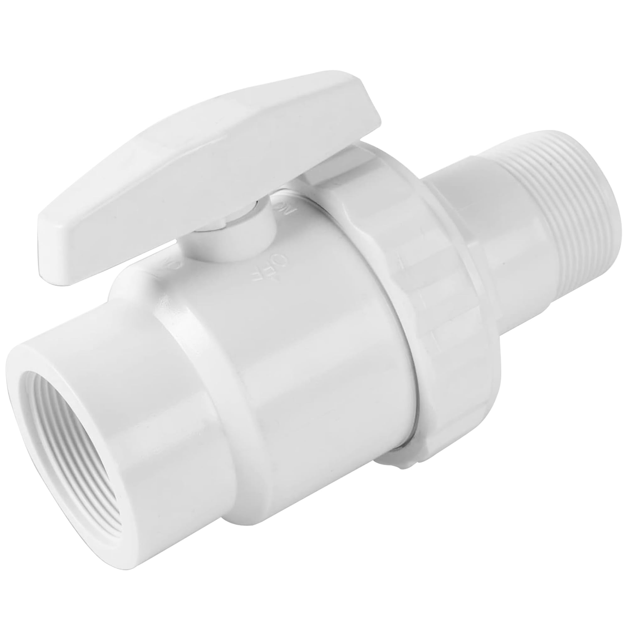 TonGass 1.5" MIP x 1.5" FIP 2-Way Trimline Ball Valve Compatible with Hayward Pool Filter PN. SP0723- ABS Plastic Non-Corrosive Valves - Max. 50 psi