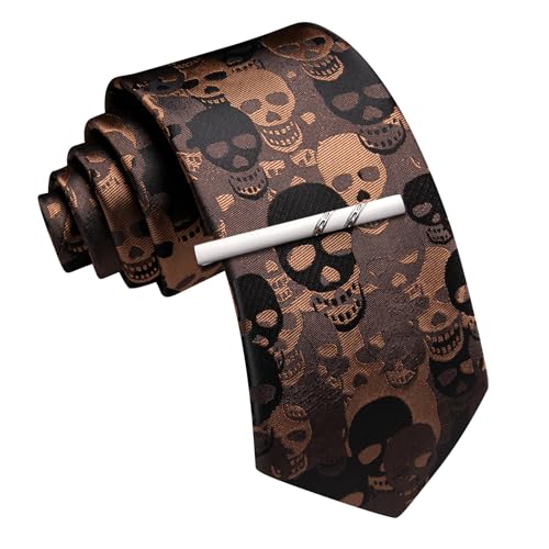 Image of Barry.Wang Silk Ties for Men Fun Necktie and Tie Clip Set for Wedding Party Business Formal Extra Long