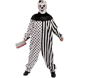 Country-living Mens Halloween Clothes Funky Punk Droll Clothes Man's Clown Costume for Festival Black, White, Large