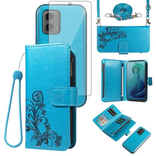 Étui portefeuille Moto G 5G 2024 Asuwish anti-choc avec porte-cartes