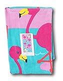 Pink and Blue Beach Towel for Girls - Flamingo Cove - 28'' x 60''