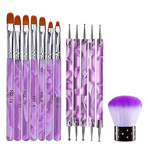 Yakuin 13 Piece Nail Art Brush Set, Acrylic Nail Brush Set Uv Gel Nail Brush Nail Art Paint Pen Drawing Pen Set Nail Tool Brush Nail Brush