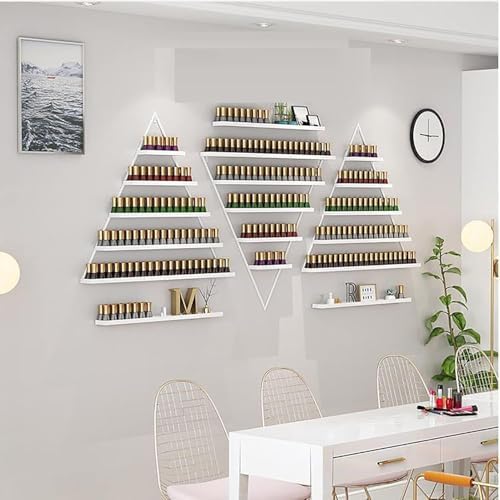 Wall-Mounted Nail Polish Organizer Rack, Triangular Essential Oil & Perfume Storage, Multifunctional Hanging Holder for Salon, Beauty & Nail Shop (Black, 6-Piece Set)