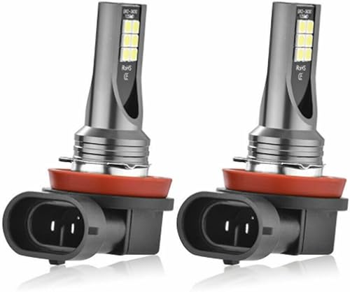 2 bombillas antiniebla H8H11 para automóvil, 3030 12SMD 50000H 6000K fuente de luz estable de alto brillo, luz de marcha atrás, 1500LM 360, luz