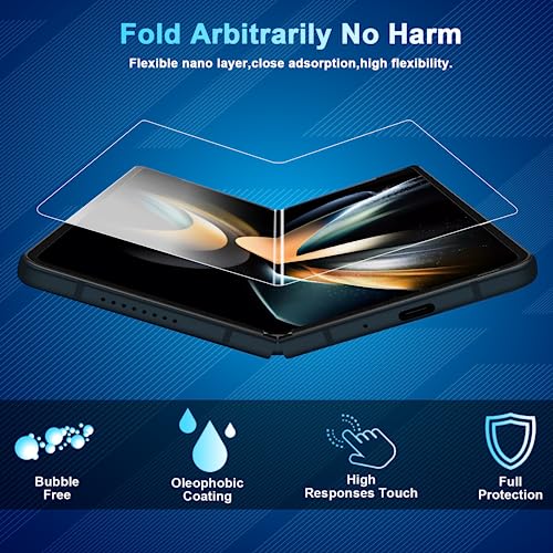 CWQZGUF [2Set 6PCS Screen Protector Compatible with Galaxy Z Fold 4 5G, 2 Inner TPU Films + 2 Outer Tempered Glass + 2 Camera Lens Protectors, High Clarity, Anti-Shatter