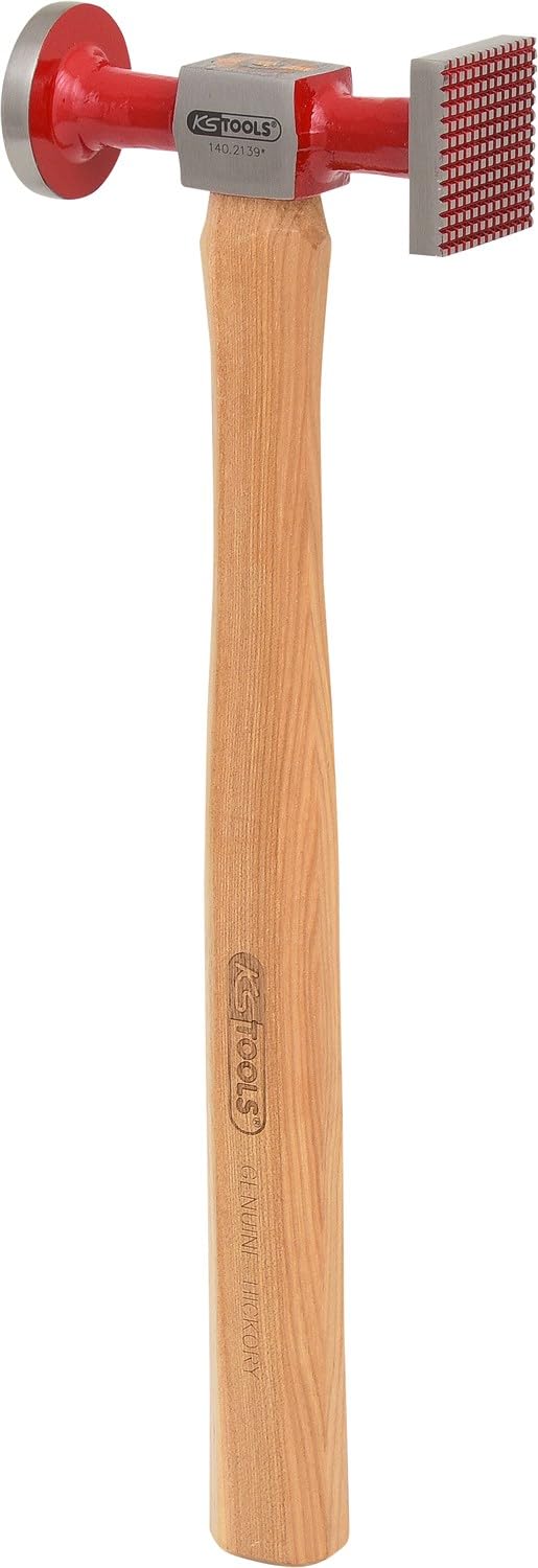 KS Tools 140.2139 Marteau à reteindre panne plate quadrillé fin en acier poli