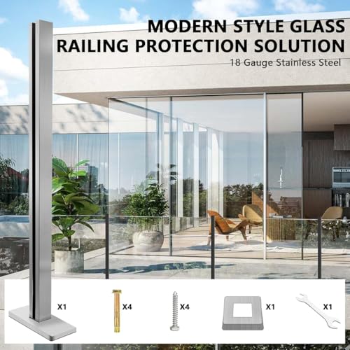 304 Stainless Steel Glass Railing Post with Spigot Slots - 41.3" Balustrade for Indoor & Outdoor Decks, Balconies, Staircases, Attics - Durable End Post Solution