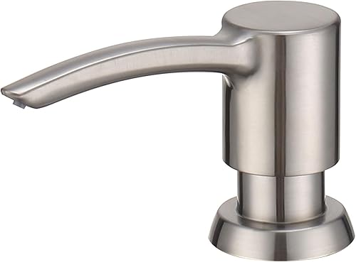 Dispensador de jabón para fregadero de cocina, níquel cepillado, dispensador de jabón integrado, cabezal de bomba de ABS con botella recargable,