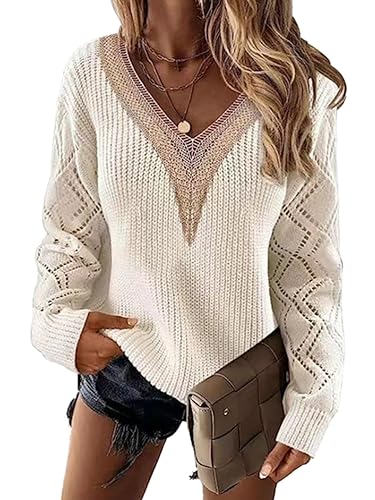 Décontracté Shownicer Pull Femme à Manches Longues Col Rond Pullover Pull Femme Ample