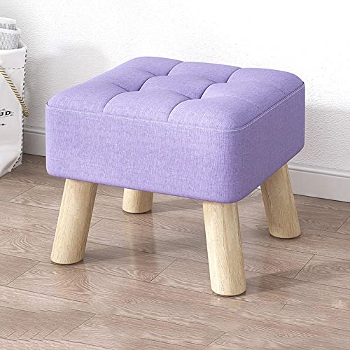 Repose-pieds ottoman en lin pour soulager les jambes, tabouret bas rose rouge en bois