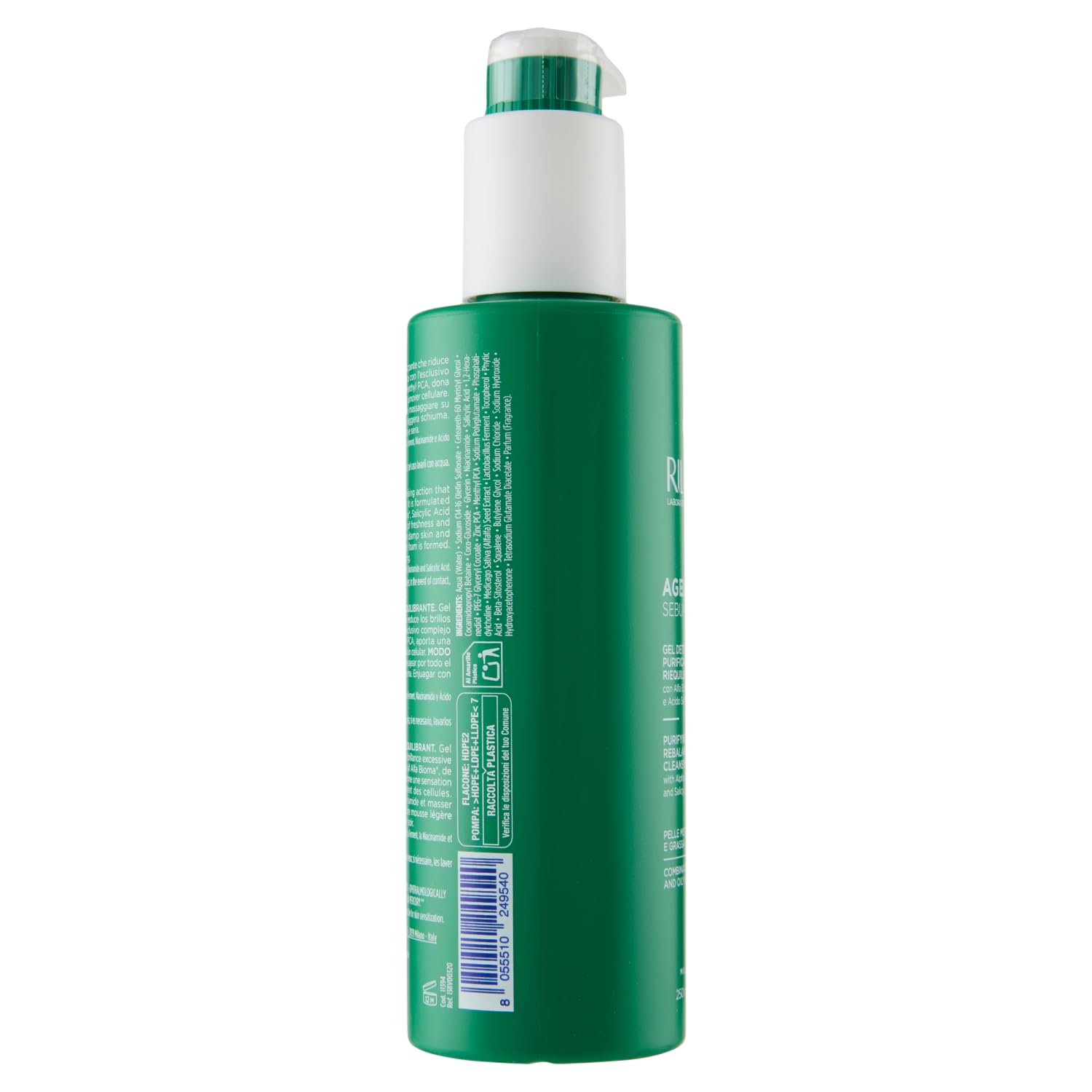 Rilastil Ageless SC Sebum Control, Gel detergente purificante e riequilibrante viso con Alfa Bioma Complex e Acido Salicilico ad azione sebonormalizzante, 250 ml