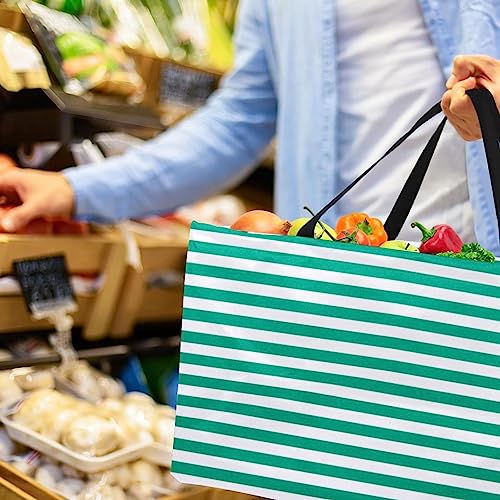 Sac fourre-tout lavable à rayures vertes grand format