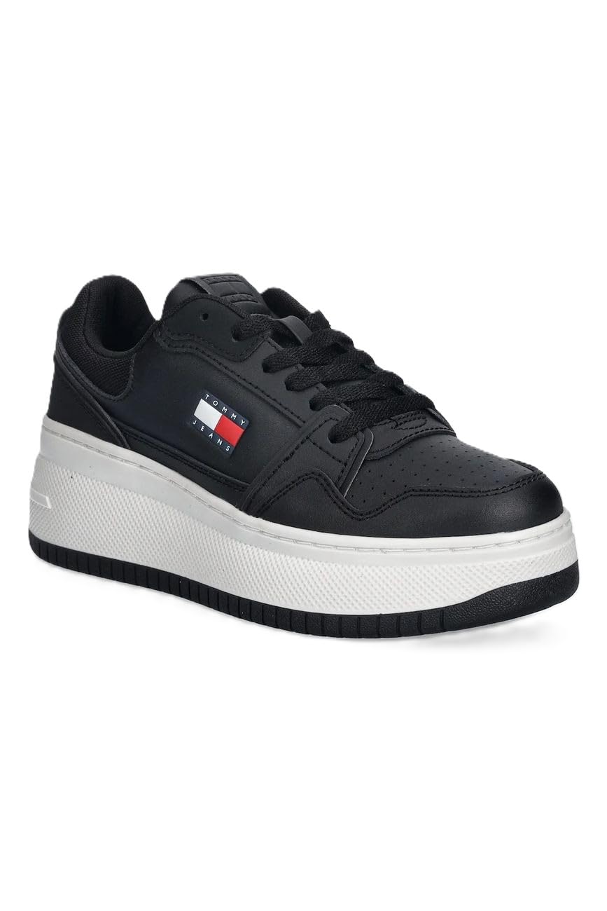Tommy Jeans Women's Tjw Retro Basket Flatform En0En02860 Low Top, Black (Black), 5 UK