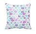 4TH Emotion Watercolor Mermaid Scales Throw Pillow Cover Bright Summer Beach Decor Cushion Case for Sofa Couch 18" x 18" Inch