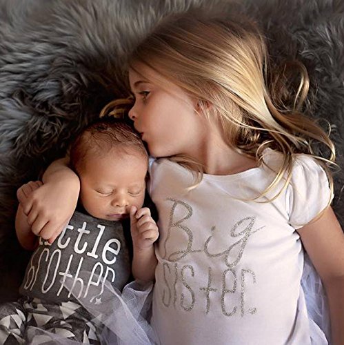 Gaono Toddler/Newborn Boys Shirt Big Brother T-Shirt & Little Brother Romper Outfits Set Clothes (70(0-3M), Little Brother Grey)